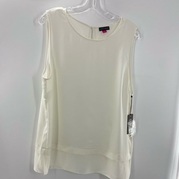 NWT Vince Camuto Ivory Sleeveless Blouse Size Large - Picture 3 of 6